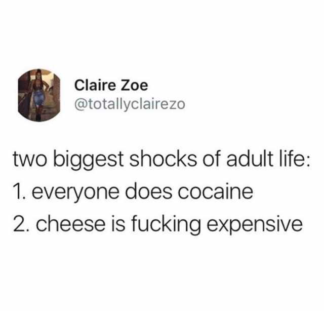 claire-zoe-attotallyclairezo-two-biggest-shocks-of-adult-life-1-everyone-does-cocaine-2-cheese-is-fucking-expensive-Esyde